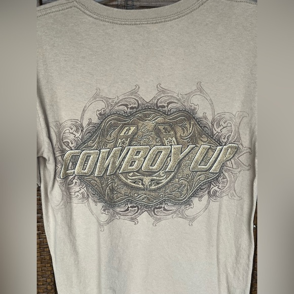 Cowboy Up Men Shirt Small Gray Logo Rodeo Short Sleeve Tee - Picture 5 of 5